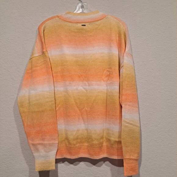 O'Neill Long Sleeve Knitted Sweater Striped Orange Yellow Sz S NWT Casual Beach - Picture 9 of 11